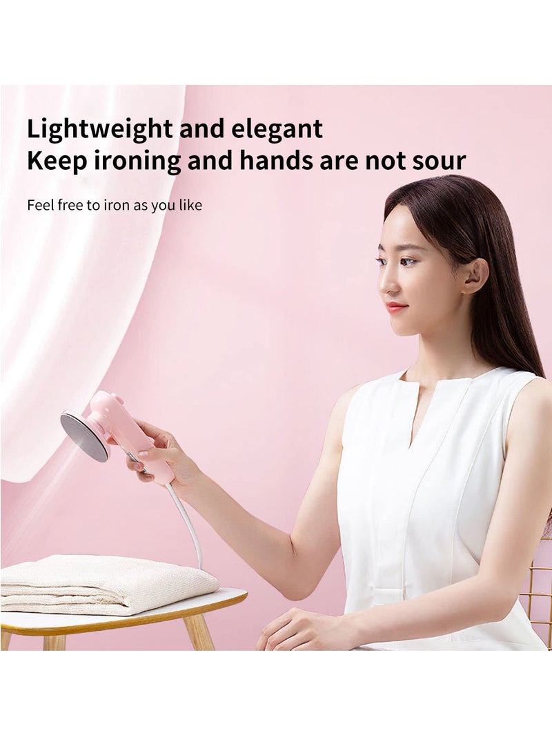 Mini Handheld Garment Steamer Household Fabric Steam Iron 100ml Mini Portable Vertical Fast-Heat For Clothes Ironing, Lightweight Mini Iron for Clothes with Spray Mist Buttons Pink