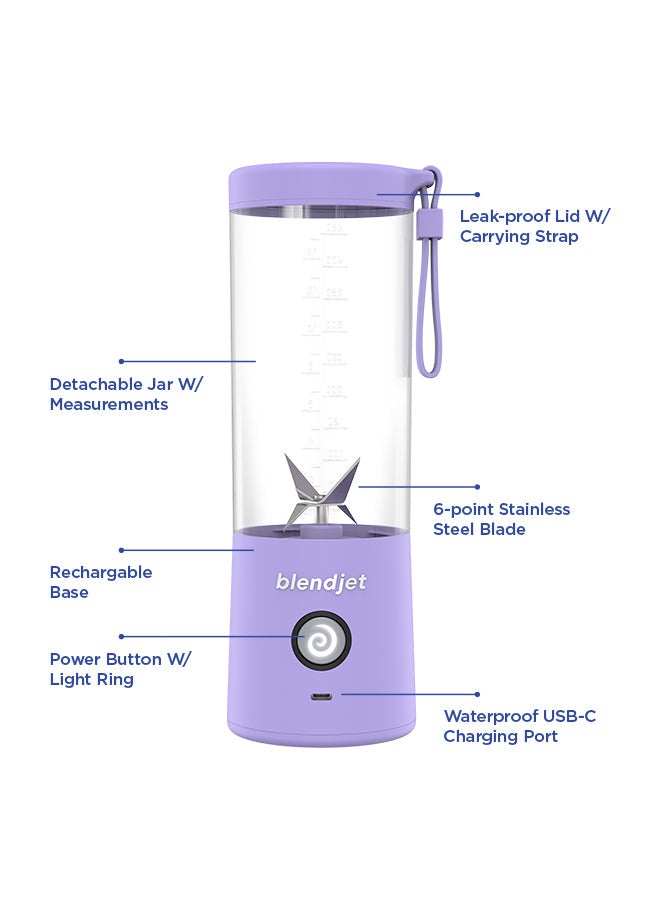 V2 Portable Blender Smoothie Maker, Personal Blender, Fruit Blender, Leak Proof Juicer, BPA-Free 475ml 200W Sports Bottle, USB-C Rechargeable, Ice Crusher with Stainless Steel Blades 475 ml 200 W BJ-V2X-Lavender Lavender Purple