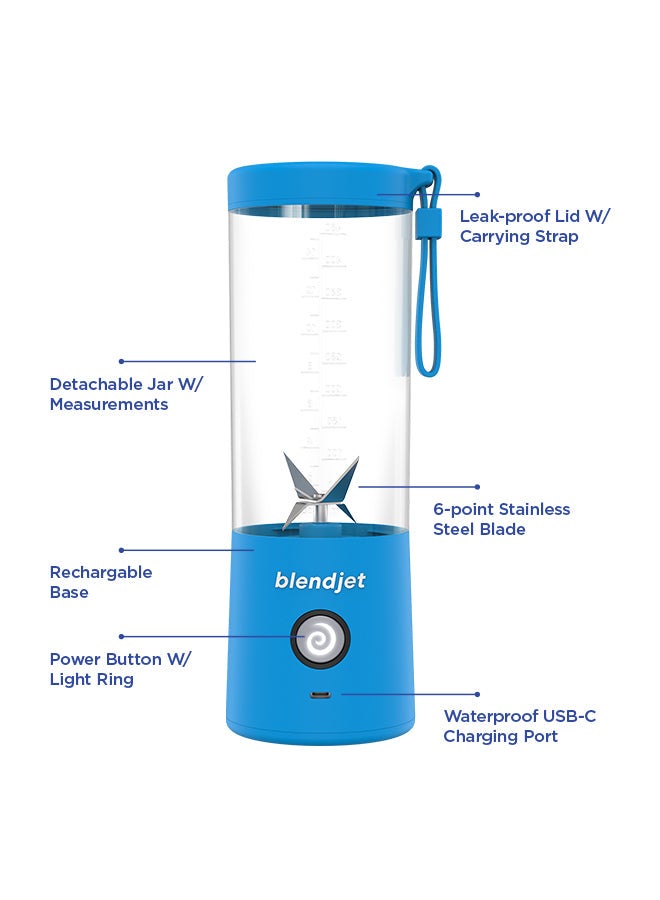 V2 Portable Blender Smoothie Maker, Personal Blender, Fruit Blender, Leak Proof Juicer, BPA-Free 475ml 200W Sports Bottle, USB-C Rechargeable, Ice Crusher With Stainless Steel Blades - 475 ml 200 W BJ-V2X-Ocean Ocean Blue