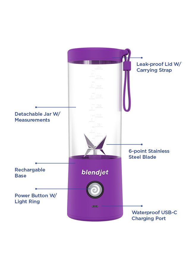 V2 Portable Blender Smoothie Maker, Personal Blender, Fruit Blender, Leak Proof Juicer, BPA-Free 475ml 200W Sports Bottle, USB-C Rechargeable, Ice Crusher With Stainless Steel Blades 475 ml 200 W BJ-V2X-Purple Purple