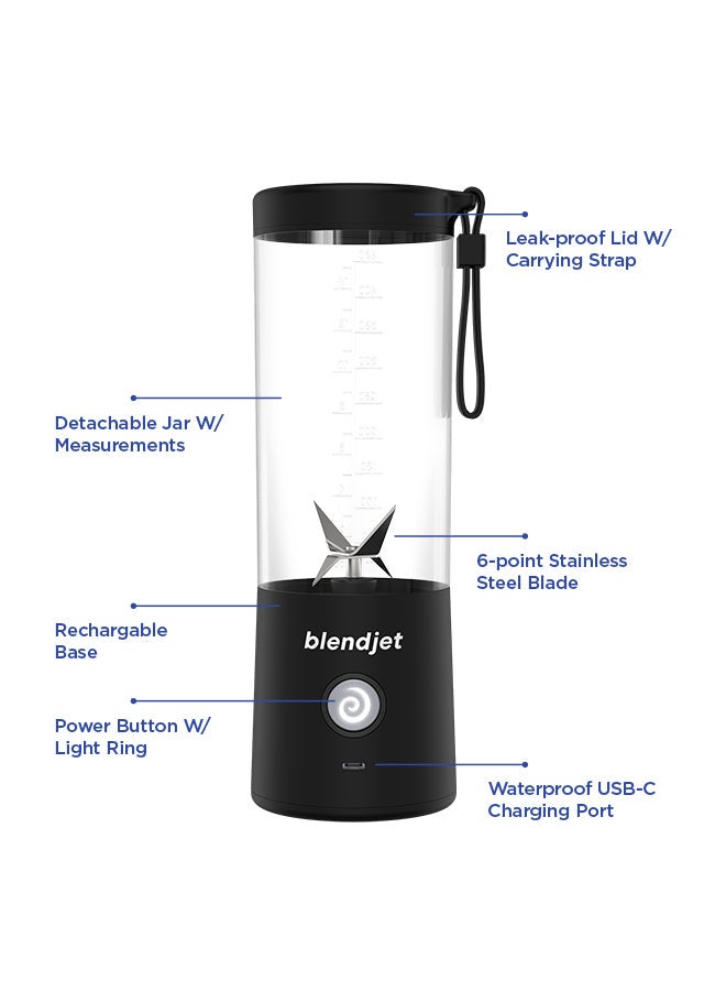 V2 Portable Blender Smoothie Maker, Personal Blender, Fruit Blender, Leak Proof Juicer, BPA-Free 475ml 200W Sports Bottle, USB-C Rechargeable, Ice Crusher with Stainless Steel Blades 475 ml 200 W BJ-V2X-Black Black