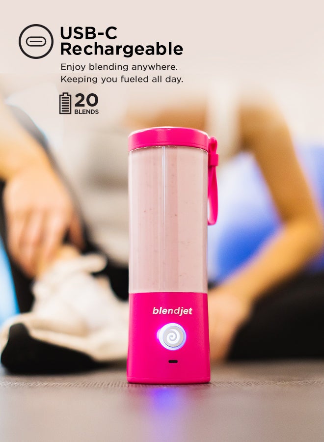 V2 Portable Blender Smoothie Maker, Personal Blender, Fruit Blender, Leak Proof Juicer, BPA-Free 475ml 200W Sports Bottle, USB-C Rechargeable, Ice Crusher with Stainless Steel Blades 475 ml 200 W 2 Hotpink