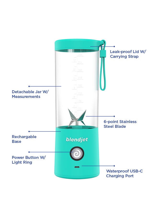 V2 Portable Blender Smoothie Maker, Personal Blender, Fruit Blender, Leak Proof Juicer, BPA-Free 475ml 200W Sports Bottle, USB-C Rechargeable, Ice Crusher with Stainless Steel Blades 475 ml 200 W 2-MINT Mint Blue