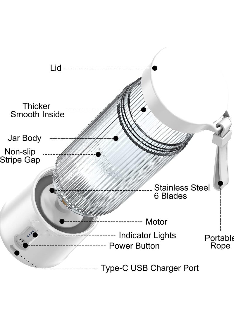 Portable Blender, Personal Blender for Shakes and Smoothies,16 oz Mini Blender with Six Blades Fruit Juicer, USB Rechargeable Mixer for Travel, Gym, Camping, Smoothie on the Go Blender Cup