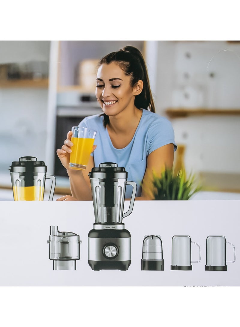 600 Watts 6-in-1 Blender with 1.8 Litres Capacity and Unbreakable Jar Green Lion - Silver & Black