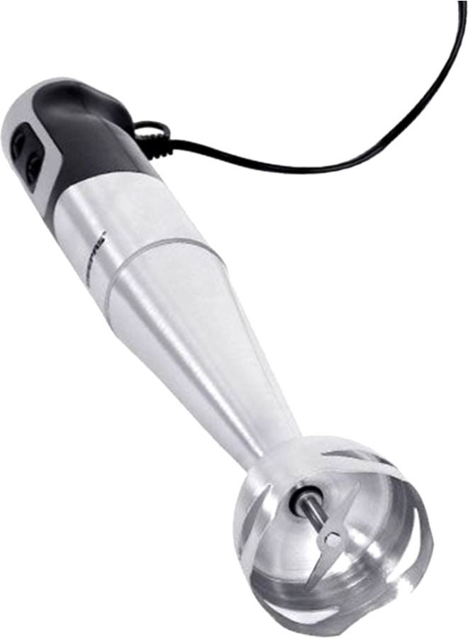 Stainless Steel Hand Blender - 2 Speed Powerful Motor with Durable Stainless Steel Blade & Removable Stick | Ideal for Smoothies, Shakes, Baby Food, & Fruits GHB5468 Silver/Black