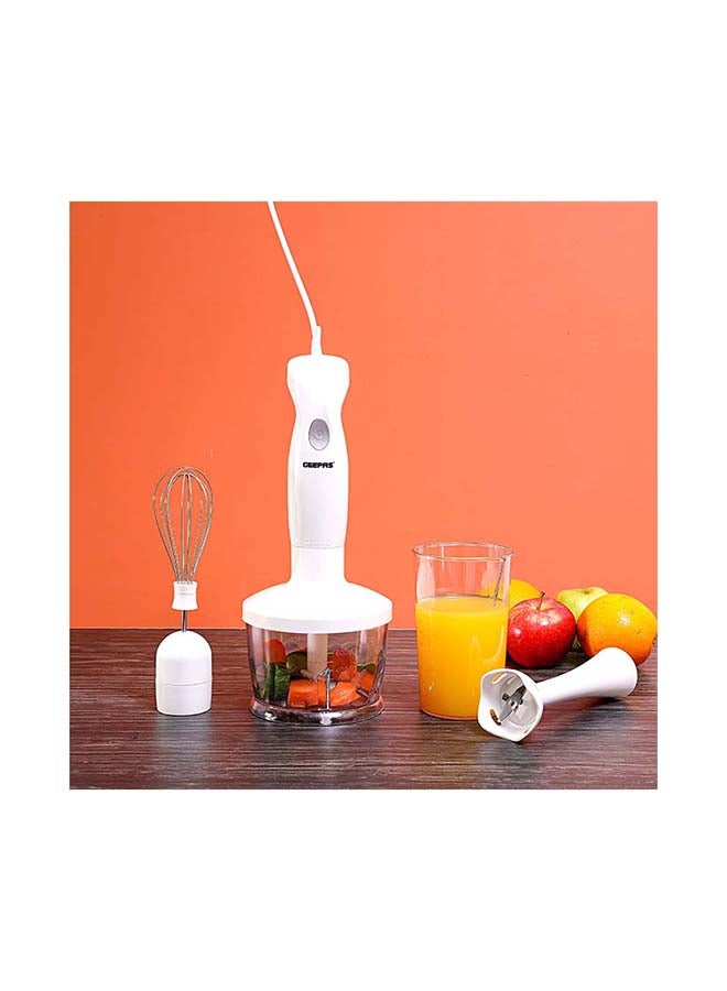 Hand Blender Set - 2-Speed, Detachable Stick Blender & Whisk | Stainless Steel Blades | Ideal for Smothies, Shakes, Purees & more GHB6144 White/Silver/Black