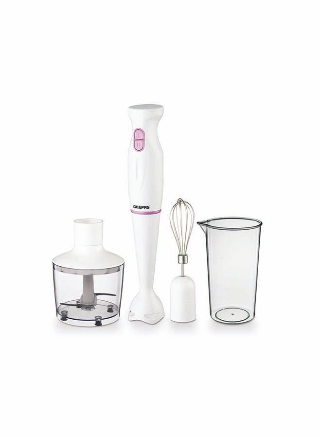 Hand Blender Set - 2-Speed, Detachable Stick Blender & Whisk | Stainless Steel Blades | Ideal for Smothies, Shakes, Purees & more GHB6144 White/Silver/Black