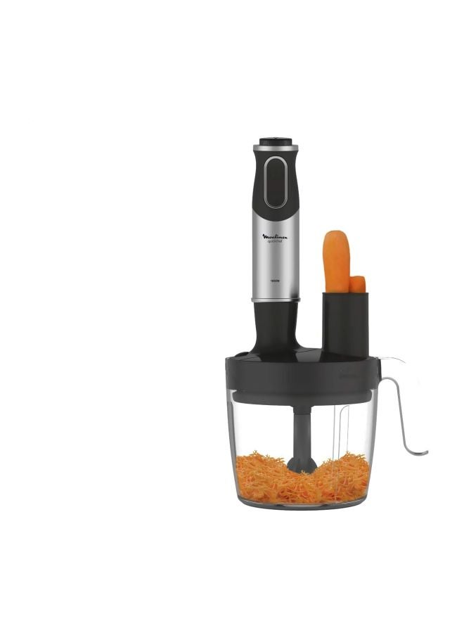 Hand Blender | Quickchef Hand Stick Blender | Food Proceesor + 500 ml Chopper | 2 Years Warranty DD65J827 White/Black/Clear