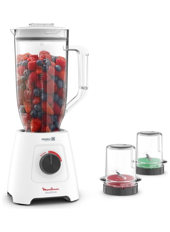 Blender | BlendForce XXL Jar  Blender Smoothie Maker | Mixer | 2 Attachments | Ultra-High Capacity | XXL Plastic Jar| 6 Powelix Blades | Easy to Clean | Safe | Ice Crush | 2 Speeds | Pulse | Grinder | Chopper | 2 Years Warranty LM458127 White