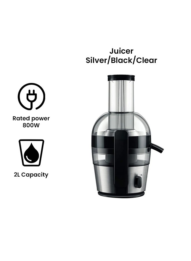 Juicer - XL Tube, QuickClean, 2 L 800 W HR1863/22/05 Silver/Black/Clear