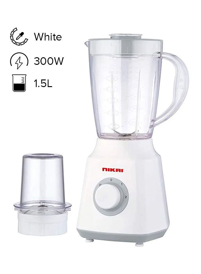 300-350 Watts Blender, With 1.5 Liter Plastic Jar And One Grinder Jar, Overheat Protection, 2 Speed And Pulse Function 1.5 L 350 W NB1700TX/ NB1700T3 White