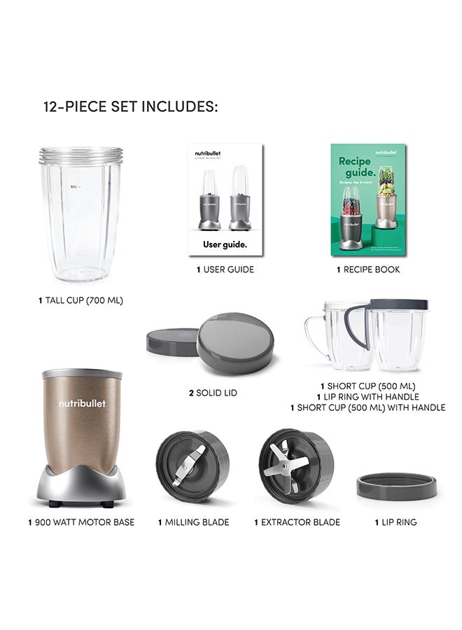 Pro 9-Piece High-Speed Blender Mixer System 700 ml 900 W NB9-1212 Copper Gold