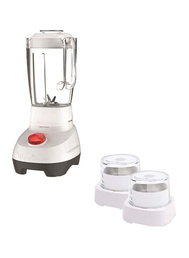 Superblender Kitchen Blender, Large Capacity, 2 stainless Steel Accessories Grster and Grinder, 2 speeds, Pulse, 4 removable blades 2 L 700 W LM207127 White/Clear