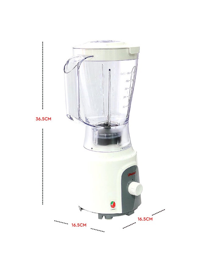 2 in 1 Blender Table Top, 1.5 Litres Jar Stainless Steel Blade 400W, 2 Speeds Control With Pulse, Full Copper Motor 1.5 L 400.0 W NB102 White