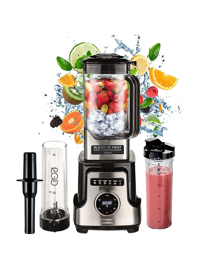 Premium Power Blender Smoothie Maker Blend N Heat  With  Tritan Jar, 2 Smoothie2Go Bottles, Heating Function For Soup, 10 Speed+6 Preset Programs, Ice Crush Function 1500 W BLM92.920SS silver