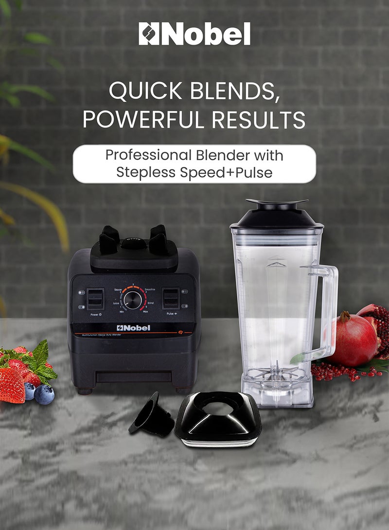 Commercial Blender with 2 Litre Unbreakable Jar, Stepless Speed Control & 6pcs Ice Crushing Cutting Blades with Over Heat Protection 2 L 1350 W NB550COM Black