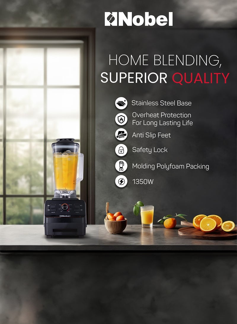 Commercial Blender with 2 Litre Unbreakable Jar, Stepless Speed Control & 6pcs Ice Crushing Cutting Blades with Over Heat Protection 2 L 1350 W NB550COM Black