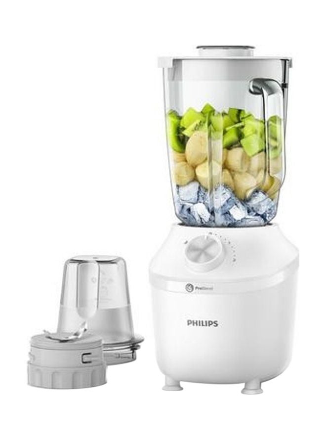 Glass Jar Blender - 2 Speeds + pulse, Comes with Chopper, 2 L 600 W HR2291/20 White