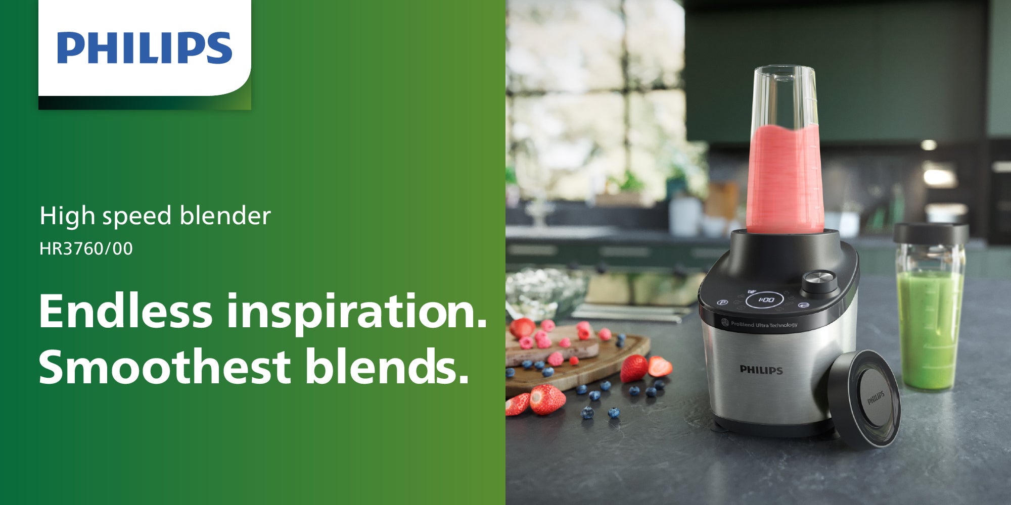 Glass Jar High Speed Blender 7000 Series - 12 Speed Setting, 6 Quick Programs, 2 L 1500 W HR3760/00 Black