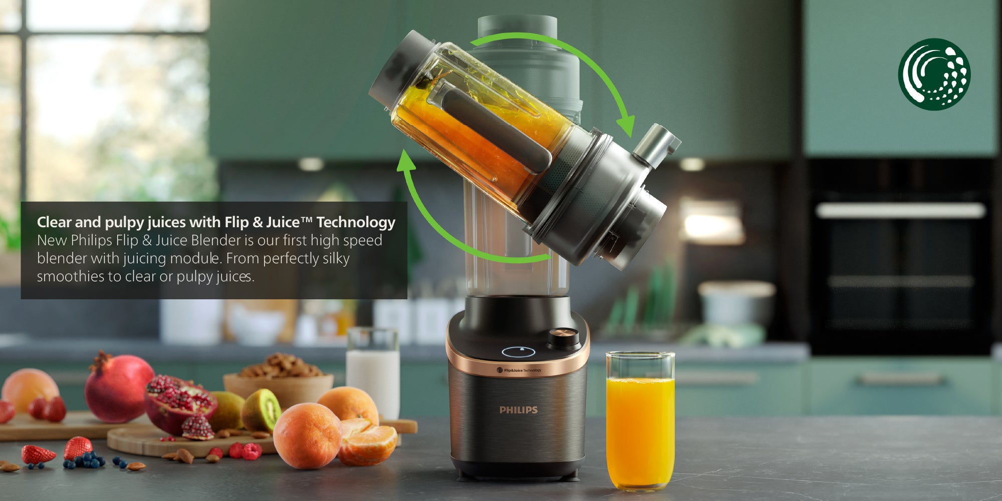 Flip & Juice High Speed 2-in-1 Blender & Juicer - ProBlend Ultra Technology, HomeID App Connected, With Paddles & Measuring Cup, 2 L 1500 W HR3770/00 Black