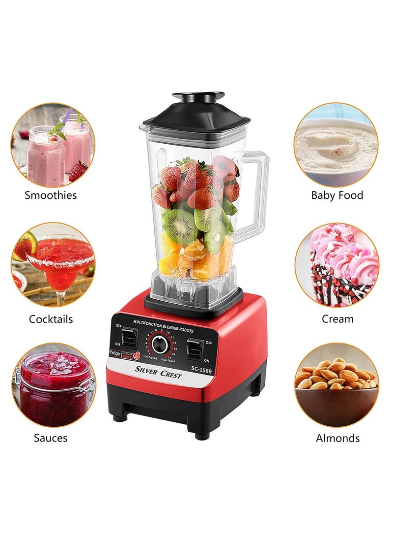 Silver Crest 4500W Juicer Blender 2 in 1  High Speed Control with 6 Titanium Stainless Steel Blades Perfect for Smoothies Frozen Desserts Hot Soups and Nut Grinding