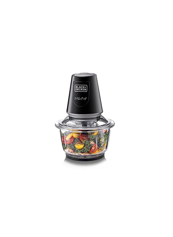 400W 1.2L Vertical Glass Chopper/Mincer Xxl Glass Bowl Capacity With Removable Four Blade System Helps, Chop/Crush Ice/Mince/Grind/Puree Variety Of Ingredients Gc400-B5