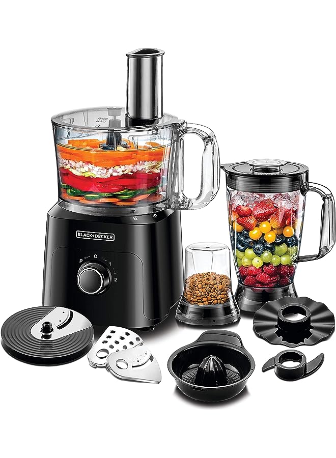 5In1 Food Processor, 750W, 2L Bowl, 1.8L Blender, Jar, Grinder & Chopper, Plus 34 Extra Functions, Compact & Kitchen Appliance For Chopping, Slicing, Shredding, 2 Years Warranty, Fx775-B5