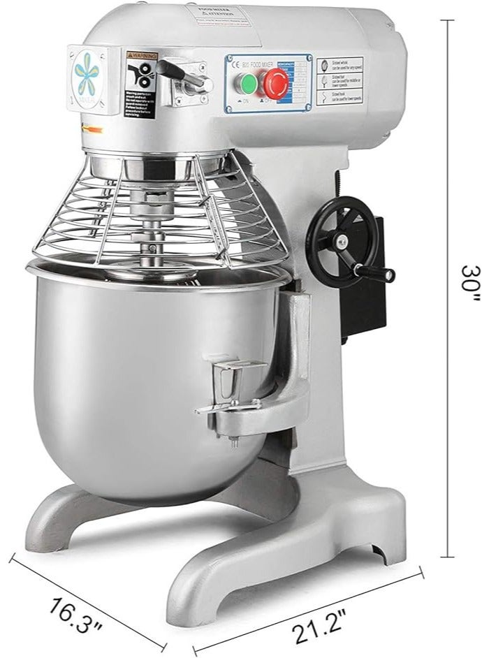 Commercial Food Mixer Machine Stand Mixer 20 Quart 750W Electric Dough Mixer with 3 Agitator Attachments Commercial Grade (20L)