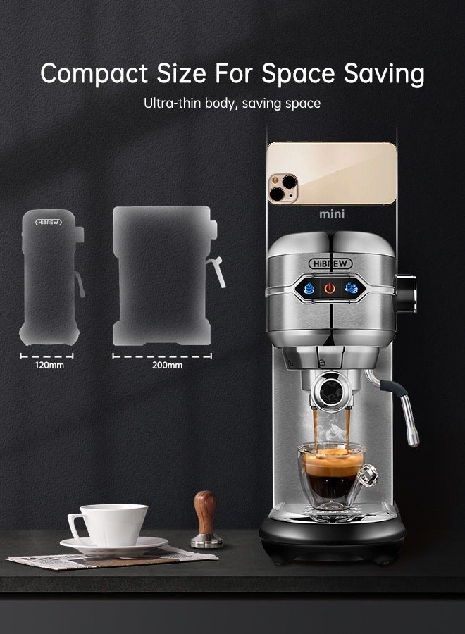 HiBREW Coffee Maker Cafetera  Inox Semi Automatic Super Slim ESE POD& Powder Espresso Cappuccino Machine Hot Water H11