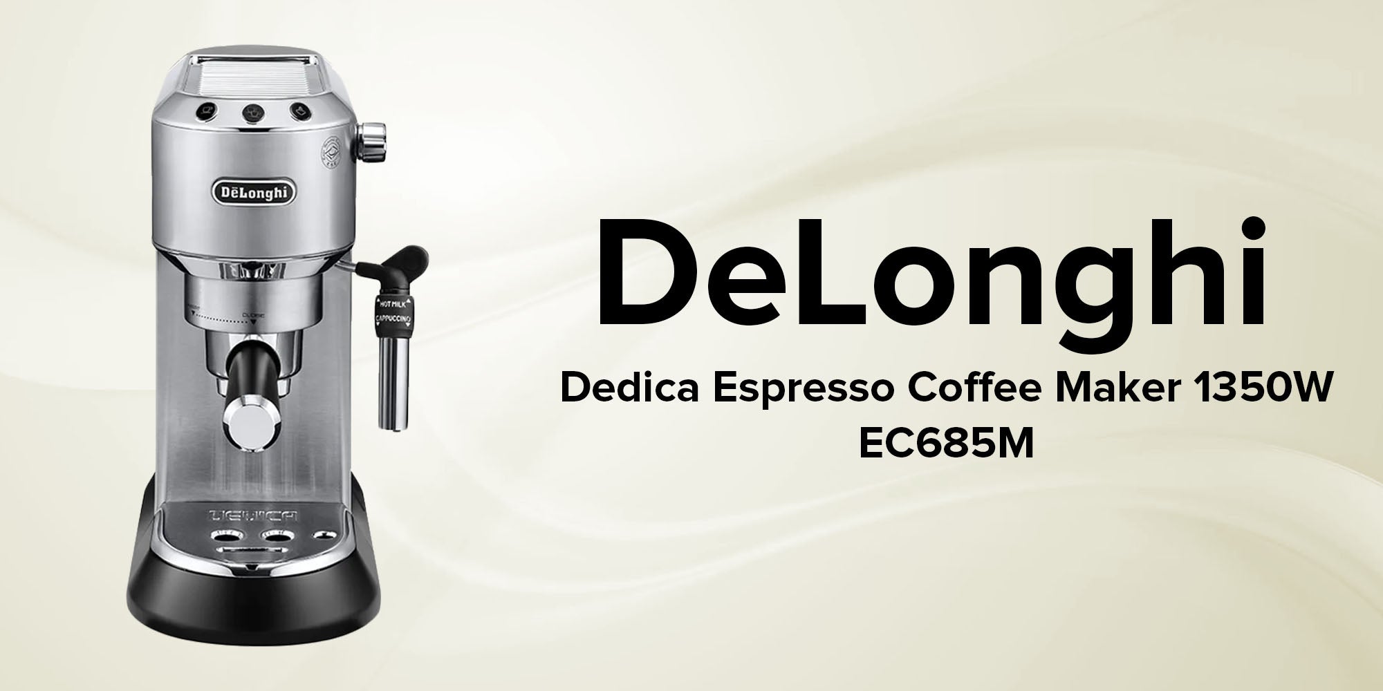 Dedica Coffee Machine, Barista Pump Espresso and Cappuccino Maker, Ground Coffee and ESE Pods can be used, Milk Frother for Latte Macchiato and more, 1.1 L 1350 W EC685.M Silver