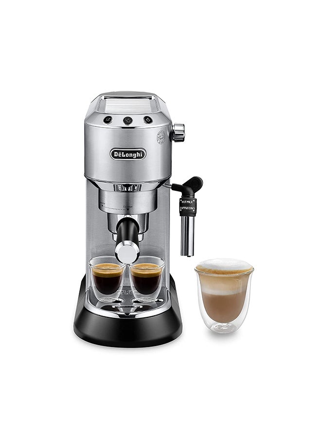 Dedica Coffee Machine, Barista Pump Espresso and Cappuccino Maker, Ground Coffee and ESE Pods can be used, Milk Frother for Latte Macchiato and more, 1.1 L 1350 W EC685.M Silver