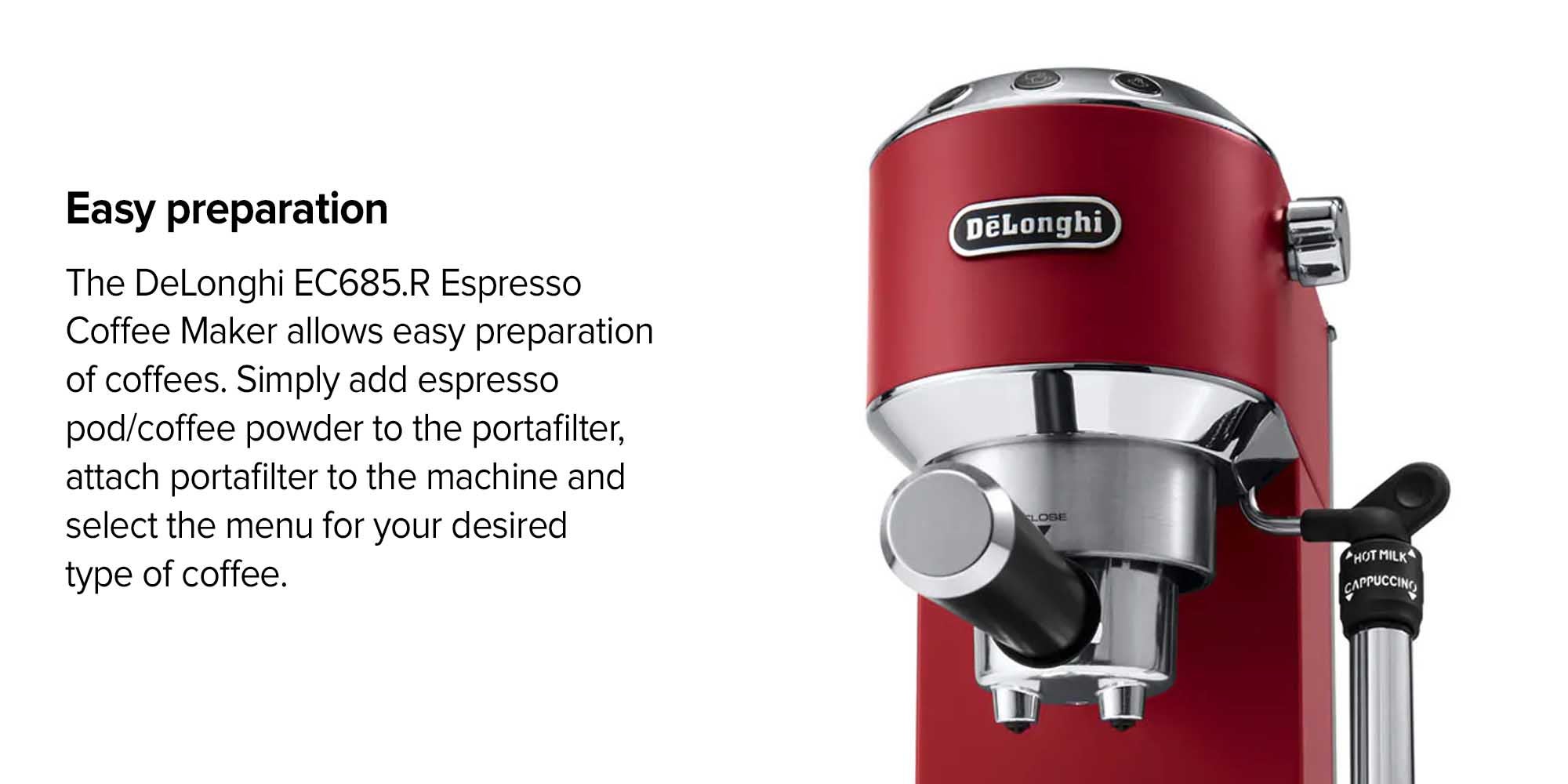 Dedica Espresso Coffee Maker 1.1 L 1350.0 W EC685.R Red