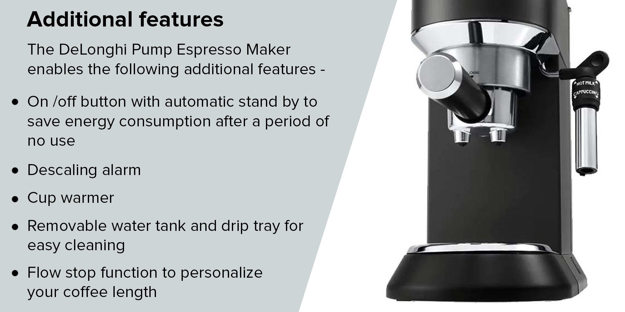 Dedica Pump Espresso Manual Coffee Machine | Cappuccino, Latte Macchiato With Milk Frother | Thermo Block Heating System For Accurate Temperature | Easy To Clean | 1.1 L 1350 W EC685.BK Black/Silver