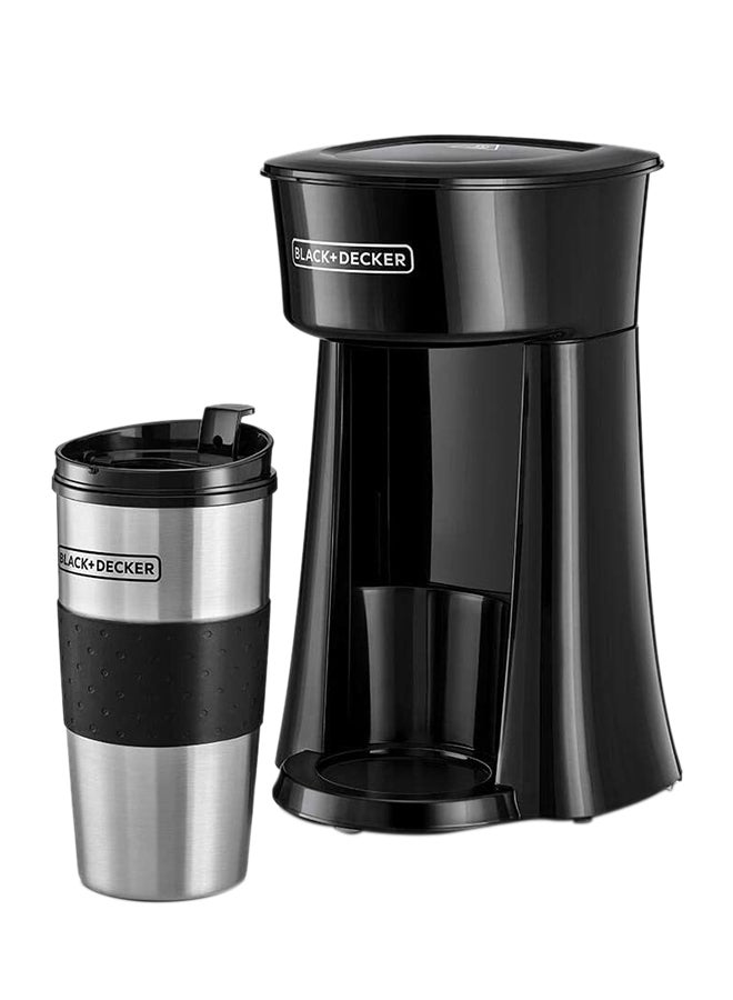 Coffee Machine, Includes 360ml Travel Mug with Lid, Auto-Off, Permanent Filter, Overfill Protection, Compact Design, Easy Storage, ECO Friendly, 360 ml 650 W DCT10-B5 Black/Silver