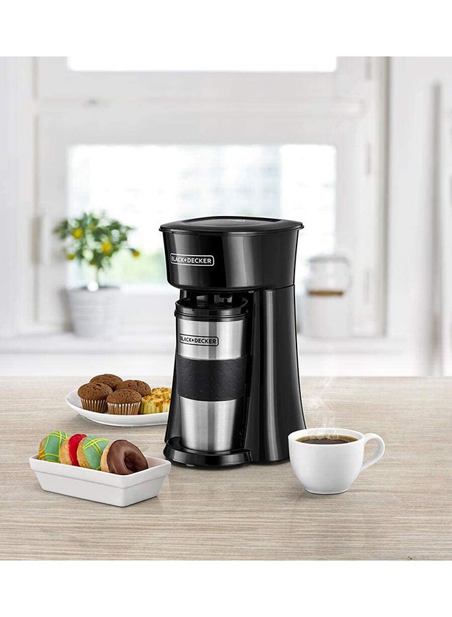 Coffee Machine, Includes 360ml Travel Mug with Lid, Auto-Off, Permanent Filter, Overfill Protection, Compact Design, Easy Storage, ECO Friendly, 360 ml 650 W DCT10-B5 Black/Silver