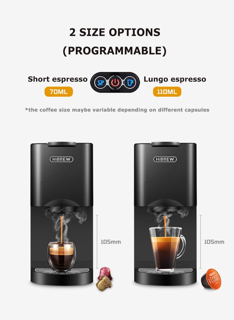 HiBREW 5 ADAPTERS 5 in 1 Multi Capsule 1450w Espresso DG K-cup Hot and Cold Brew  Cup capsule coffee maker H3A