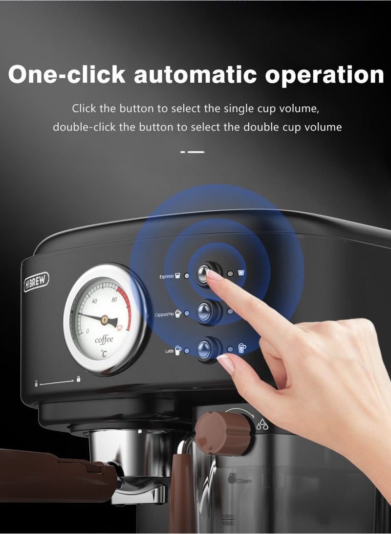 HiBREW Fully Automatic Espresso Cappuccino Latte  High Pressure Steam 3 in 1 Coffee Machine Automatic Hot Milk Froth ESE Pod And Ground Coffee H8A