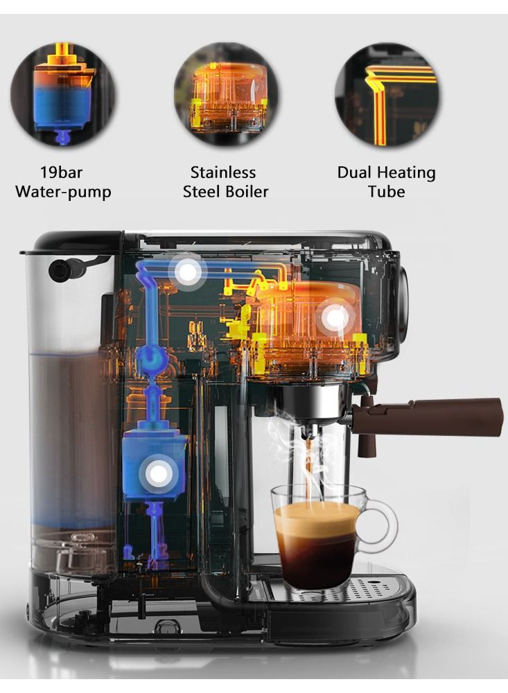 HiBREW Fully Automatic Espresso Cappuccino Latte  High Pressure Steam 3 in 1 Coffee Machine Automatic Hot Milk Froth ESE Pod And Ground Coffee H8A