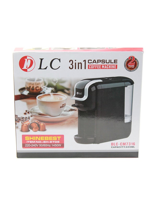 3-In-1 Capsule Coffee Machine DLC-CM7316 Black