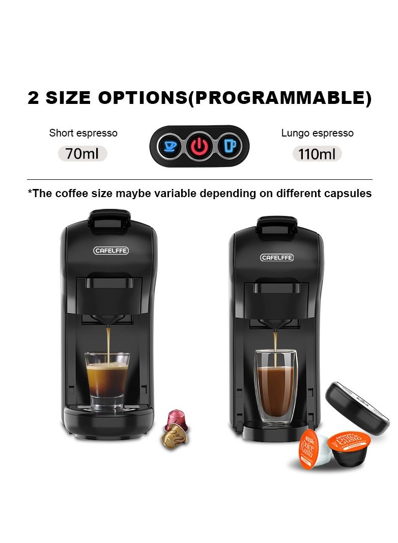 Multiple Capsule Coffee Maker Automatic Nespresso Machine 1450W Black