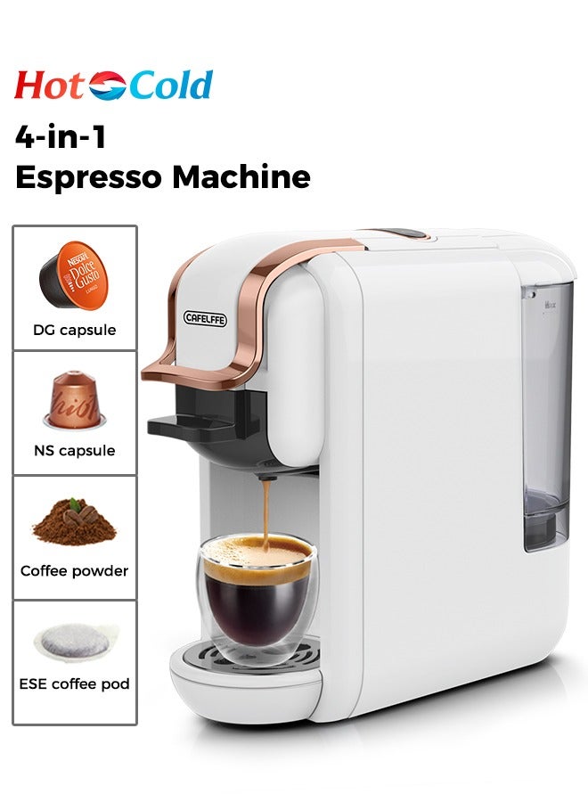 Espresso Capsule Coffee Machine 19Bar Hot Cold Coffee Maker For Nespresso Dolce Gusto ESE Pods And Coffee Powder 1450W 600ML White