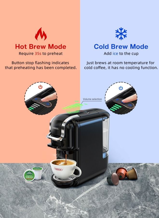 HiBREW Multiple Capsule Coffee Machine Hot/Cold Dolce Gusto Milk Nespresso Capsule ESE Pod Ground Coffee Cafeteria  5 in 1 H2B