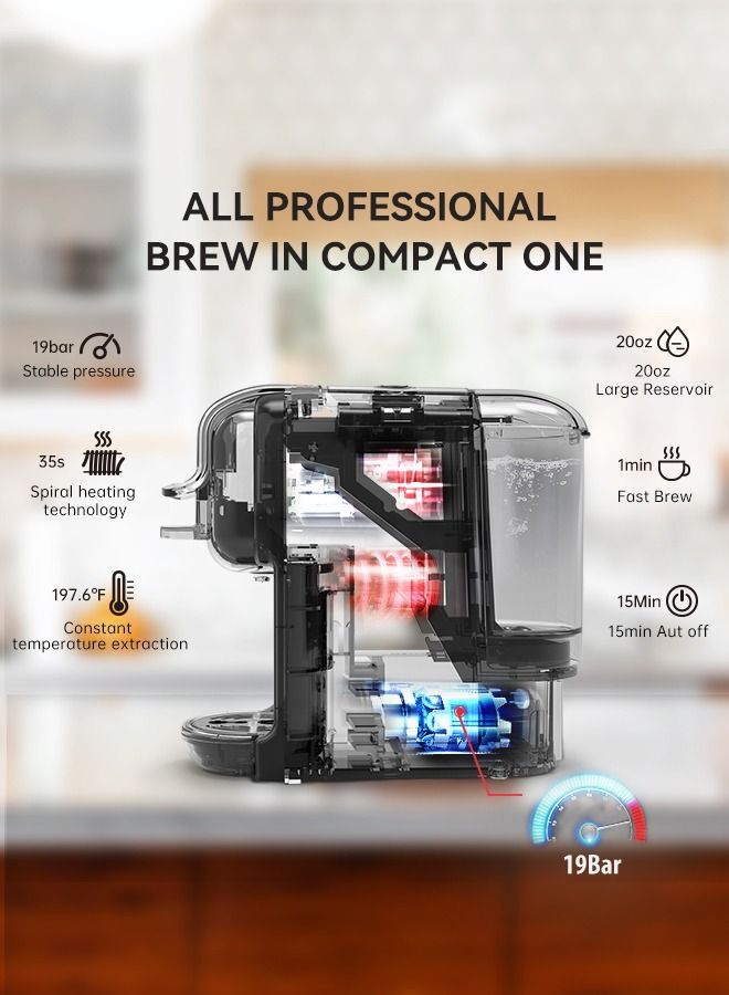 HiBREW Multiple Capsule Coffee Machine Hot/Cold Dolce Gusto Milk Nespresso Capsule ESE Pod Ground Coffee Cafeteria  5 in 1 H2B