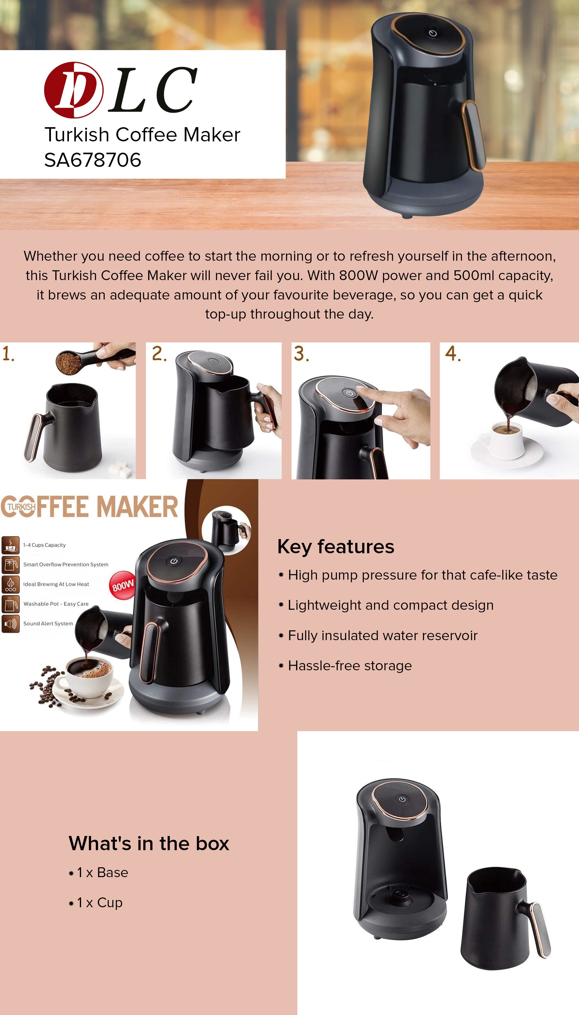 Turkish Coffee Maker 500 ml SA678706 Black