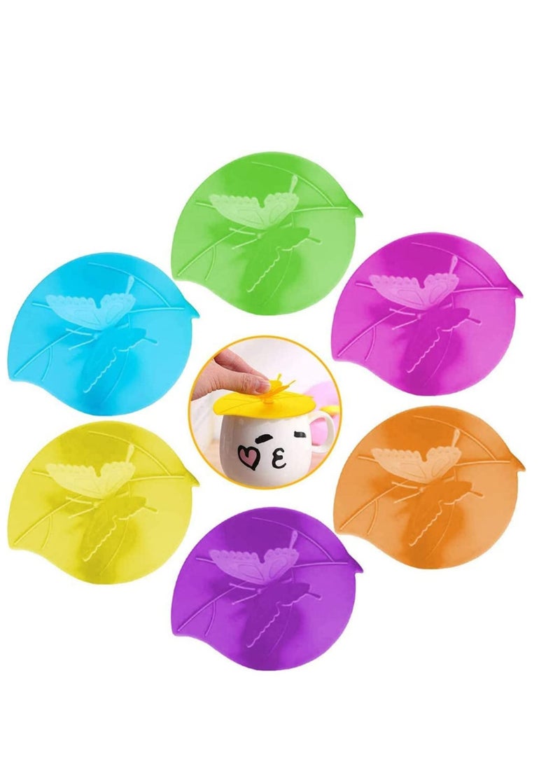Silicone Cup Covers, Food Grade Lids - Creative Butterfly Mug, Reusable Anti-dust Lid Suction for Coffee, Drinks (6 Colors)