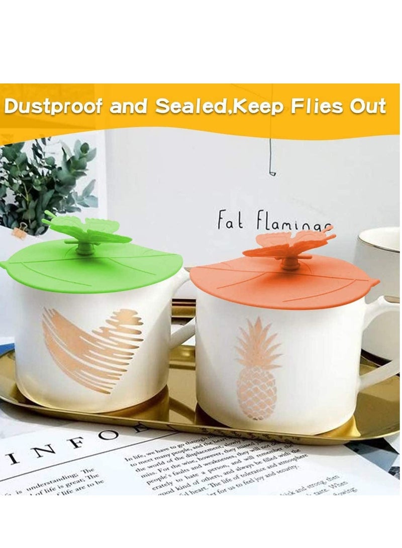 Silicone Cup Covers, Food Grade Lids - Creative Butterfly Mug, Reusable Anti-dust Lid Suction for Coffee, Drinks (6 Colors)