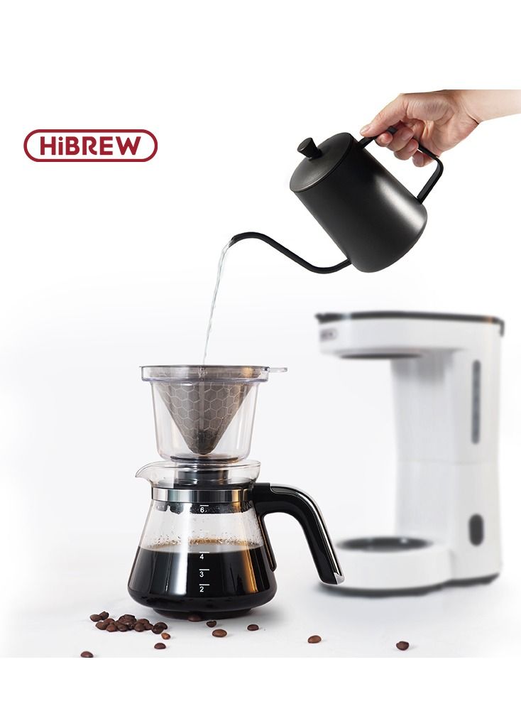 HiBREW 3 in 1 America Drip Coffee Machine Pour Over Coffee Maker Glass Teapot Hot Tea Maker H12 White