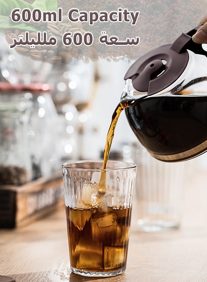 Drip Coffee Maker - Electric Coffee Machine - With Glass Coffee Pot, Reusable Filter - 600 mL