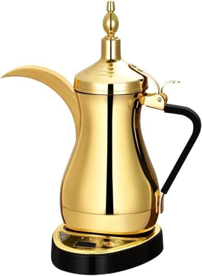 Gulf Dalla Arabic Tea Coffee Maker 1000 Ml Golden,Automatically shuts off, Alarm set,Easy to Use